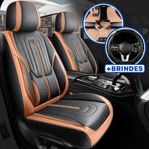 Capa Universal Completa Para Carro Izurus em Couro Legítimo e AirBag +BRINDES: 3 Tapetes Para Carro e Capa de Volante