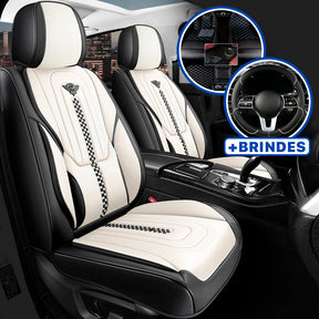 Capa Universal Completa Para Carro Izurus em Couro Legítimo e AirBag +BRINDES: 3 Tapetes Para Carro e Capa de Volante