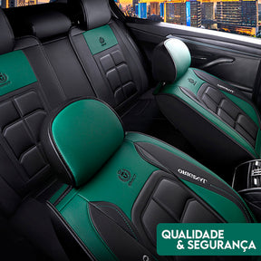 Capa Universal Completa Para Carro Thunder em Couro Legítimo e AirBag +BRINDES: 3 Tapetes Para Carro e Capa de Volante
