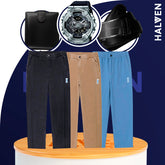 [Leve 3 Pague 2] Calça Masculina Navon em Seda Gelo e Poliéster +BRINDES: Relógio, Cinto e Carteira