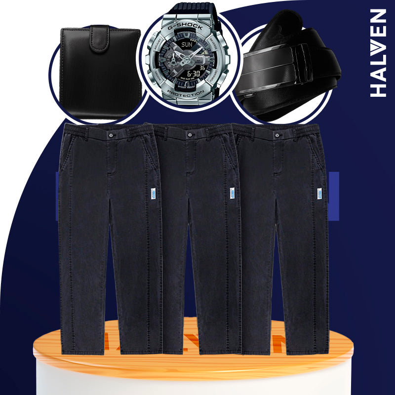 [Leve 3 Pague 2] Calça Masculina Navon em Seda Gelo e Poliéster +BRINDES: Relógio, Cinto e Carteira