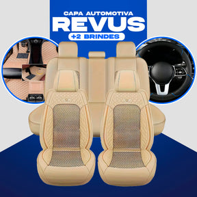 Capa para Banco de Carro Completa Revus em Couro Legítimo Universal com AirBag +BRINDE: Tapete e Capa de Volante