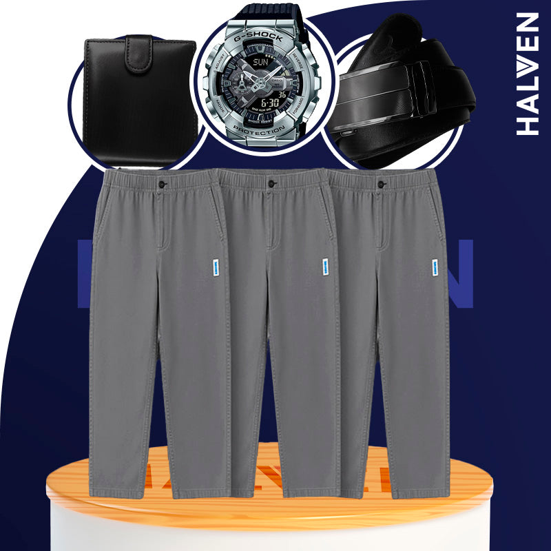 [Leve 3 Pague 2] Calça Masculina Navon em Seda Gelo e Poliéster +BRINDES: Relógio, Cinto e Carteira