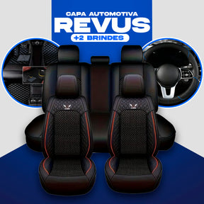 Capa para Banco de Carro Completa Revus em Couro Legítimo Universal com AirBag +BRINDE: Tapete e Capa de Volante