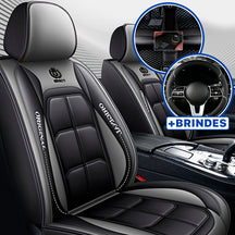 Capa Universal Completa Para Carro Thunder em Couro Legítimo e AirBag +BRINDES: 3 Tapetes Para Carro e Capa de Volante