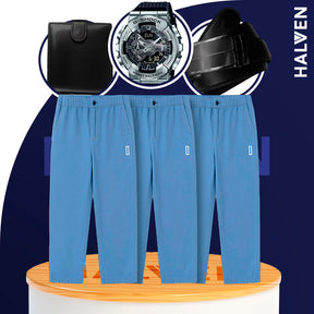 [Leve 3 Pague 2] Calça Masculina Navon em Seda Gelo e Poliéster +BRINDES: Relógio, Cinto e Carteira